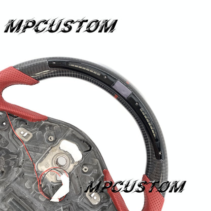 Mpcustom for Toyota Supra 2020 carbon fiber steering wheel led and red perforated leather