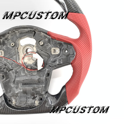 Mpcustom for Toyota Supra 2020 carbon fiber steering wheel red perforated leather