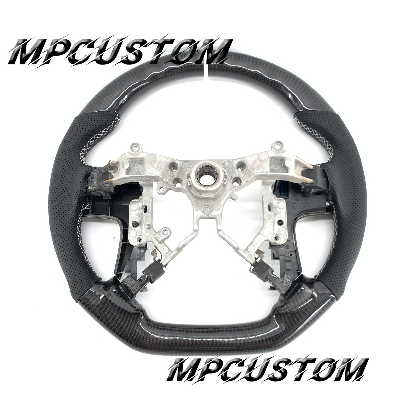 Mpcustom for Toyota Camary 2007-2011 carbon fiber steering wheel white stitching