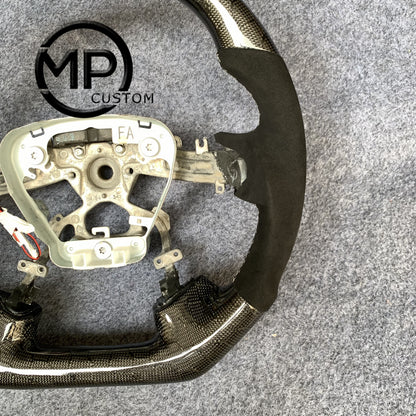 MPCUSTOM Fit For INFINITI M35/M37/M56/Q70 carbon fiber steering wheel black Alcantara white center line LED