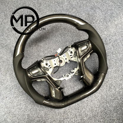 MPCUSTOM Fit For Toyota 2008 Land Cruiser Prado 120 carbon fiber steering wheel black perforated leather