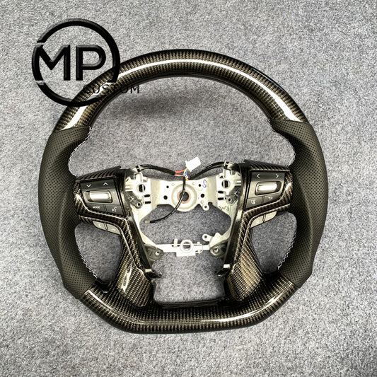 MPCUSTOM Fit For Toyota 2008 Land Cruiser Prado 120 carbon fiber steering wheel black perforated leather