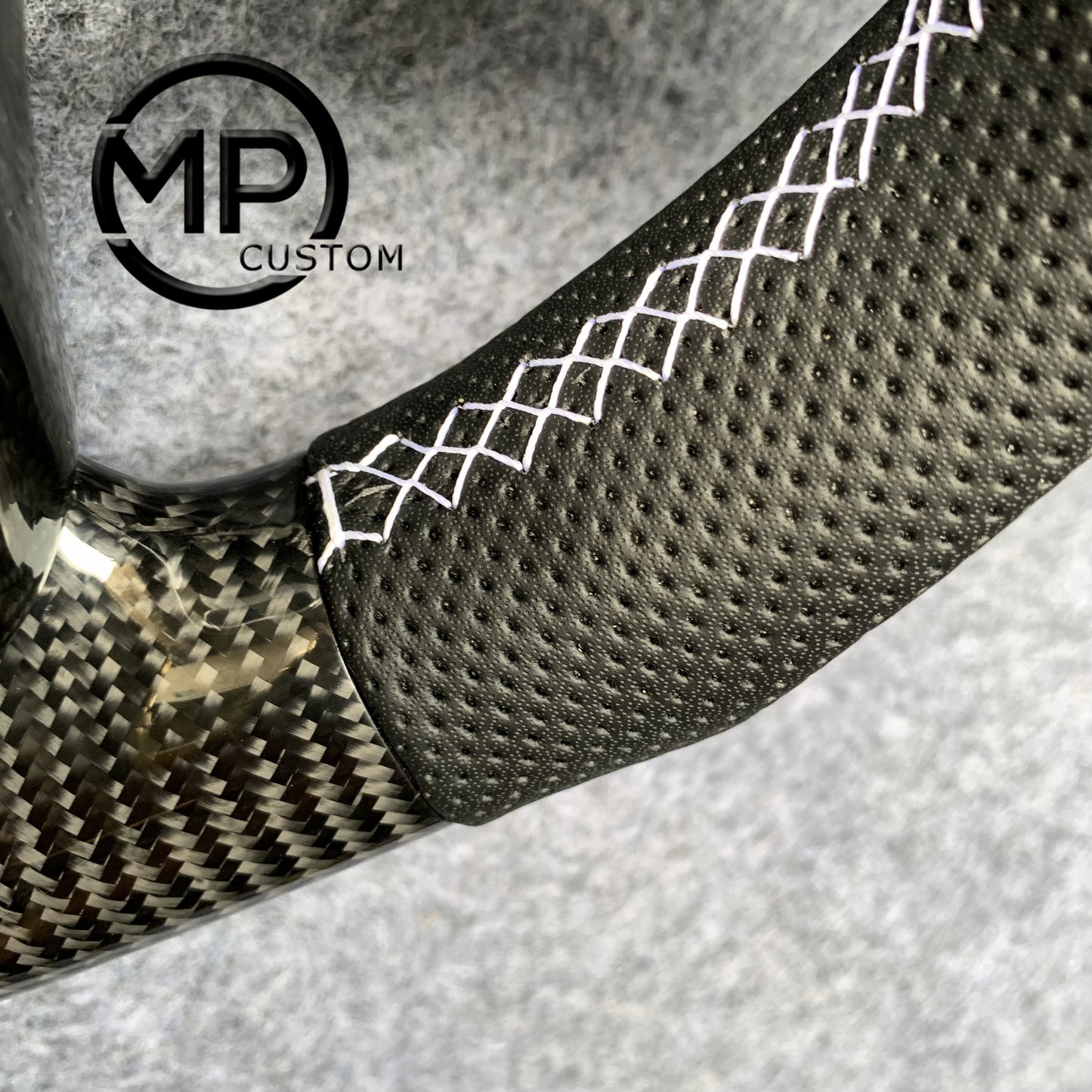 MPCUSTOM Fit For Toyota 2008 Land Cruiser Prado 120 carbon fiber steering wheel black perforated leather