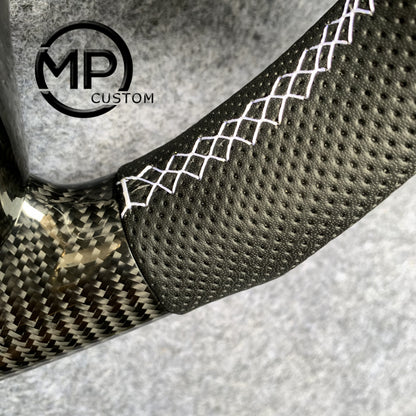 MPCUSTOM Fit For Toyota 2008 Land Cruiser Prado 120 carbon fiber steering wheel black perforated leather