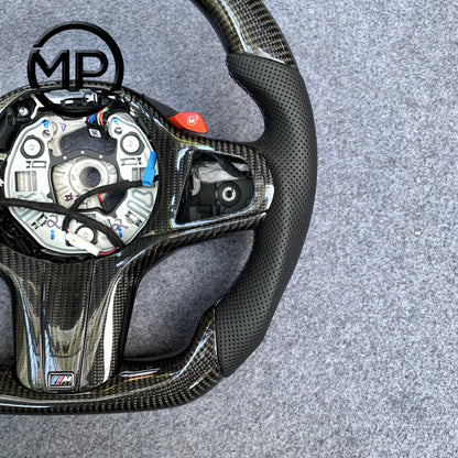 MPCUSTOM Fit For Chevrolet Corvette C8 2020+ carbon fiber steering wheel black smooth leather orange center line heating function