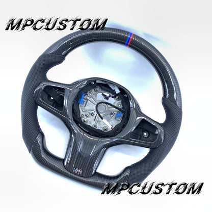 Mpcustom BMW G series carbon fiber steering wheel perforated leather and gloss
