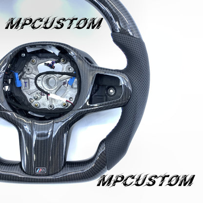 Mpcustom BMW G series carbon fiber steering wheel perforated leather and gloss