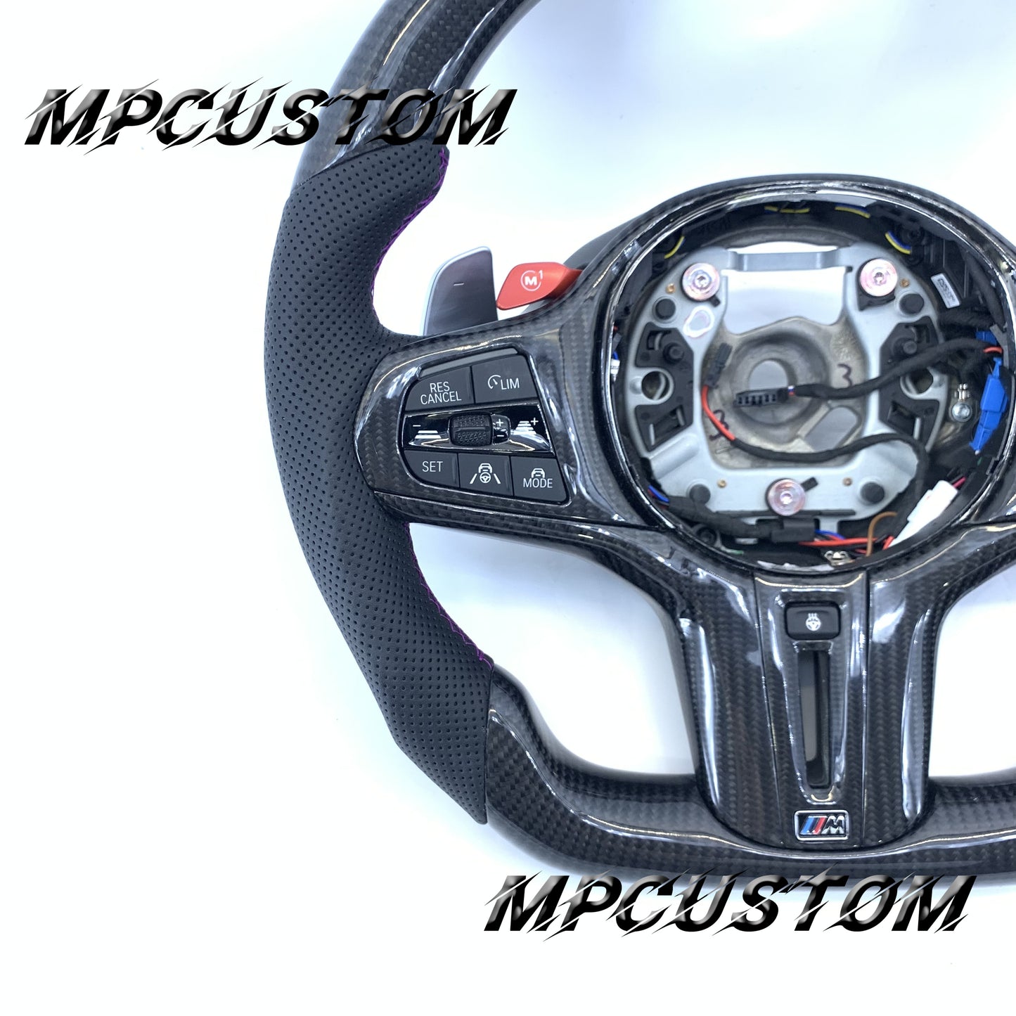 Mpcustom BMW G series carbon fiber steering wheel purple stripe line