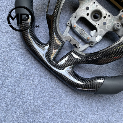 MPCUSTOM Fit For Honda 8th gen Accord Coupe 2008-2012/Crosstour 2010-2012/Odyssey RB3 RB4 genuine carbon fiber steering wheel black smooth leather orange center line