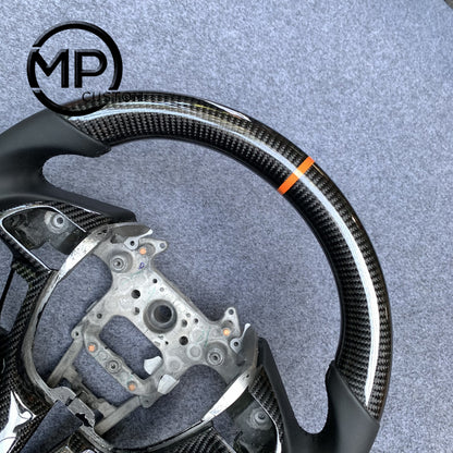 MPCUSTOM Fit For Honda 8th gen Accord Coupe 2008-2012/Crosstour 2010-2012/Odyssey RB3 RB4 genuine carbon fiber steering wheel black smooth leather orange center line