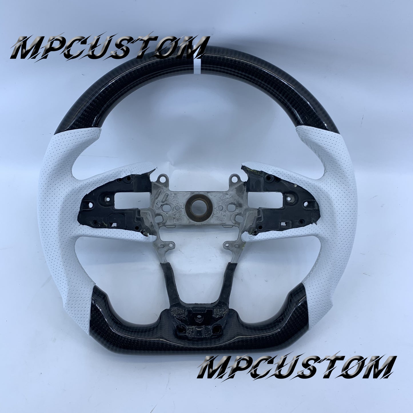 Mpcustom Honda 10th Gen Civic 2016+ carbon fiber steering wheel white stripe line