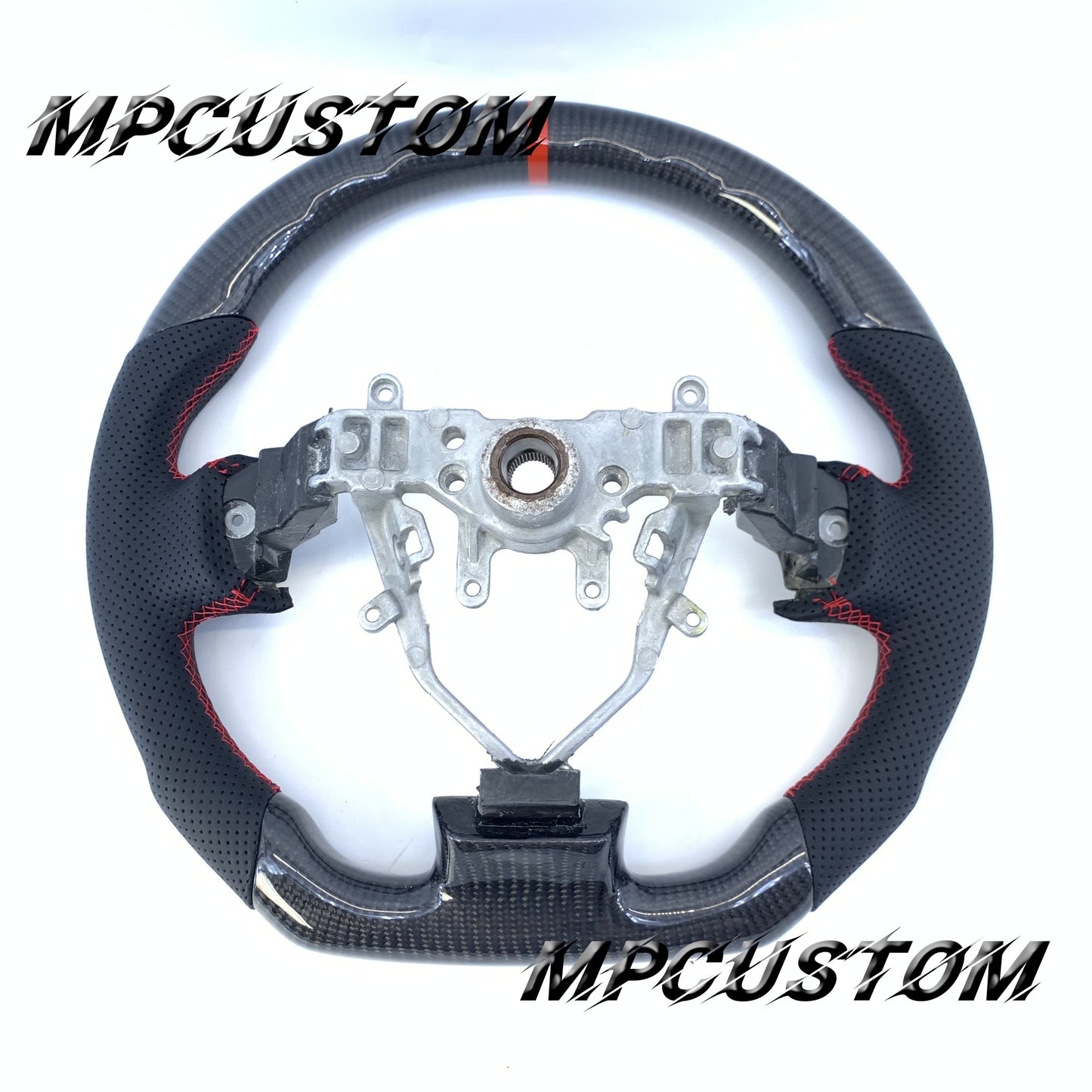 Mpcustom Subaru 2008-2014 carbon fiber steering wheel red stitching