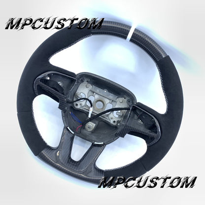 Mpcustom Dodge Challenger 2015-2021 carbon fiber steering wheel white stitching