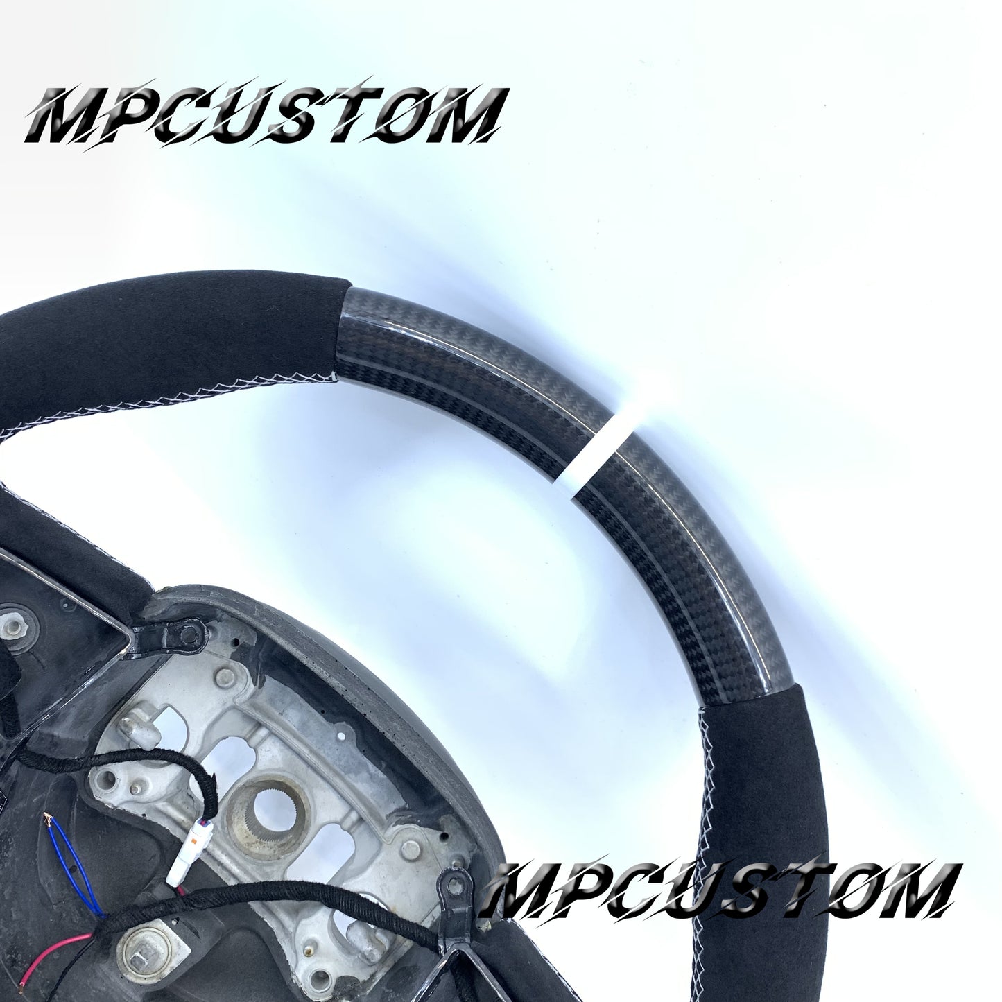 Mpcustom Dodge Challenger 2015-2021 carbon fiber steering wheel white stitching