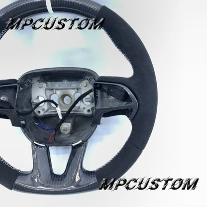 Mpcustom Dodge Challenger 2015-2021 carbon fiber steering wheel white stitching