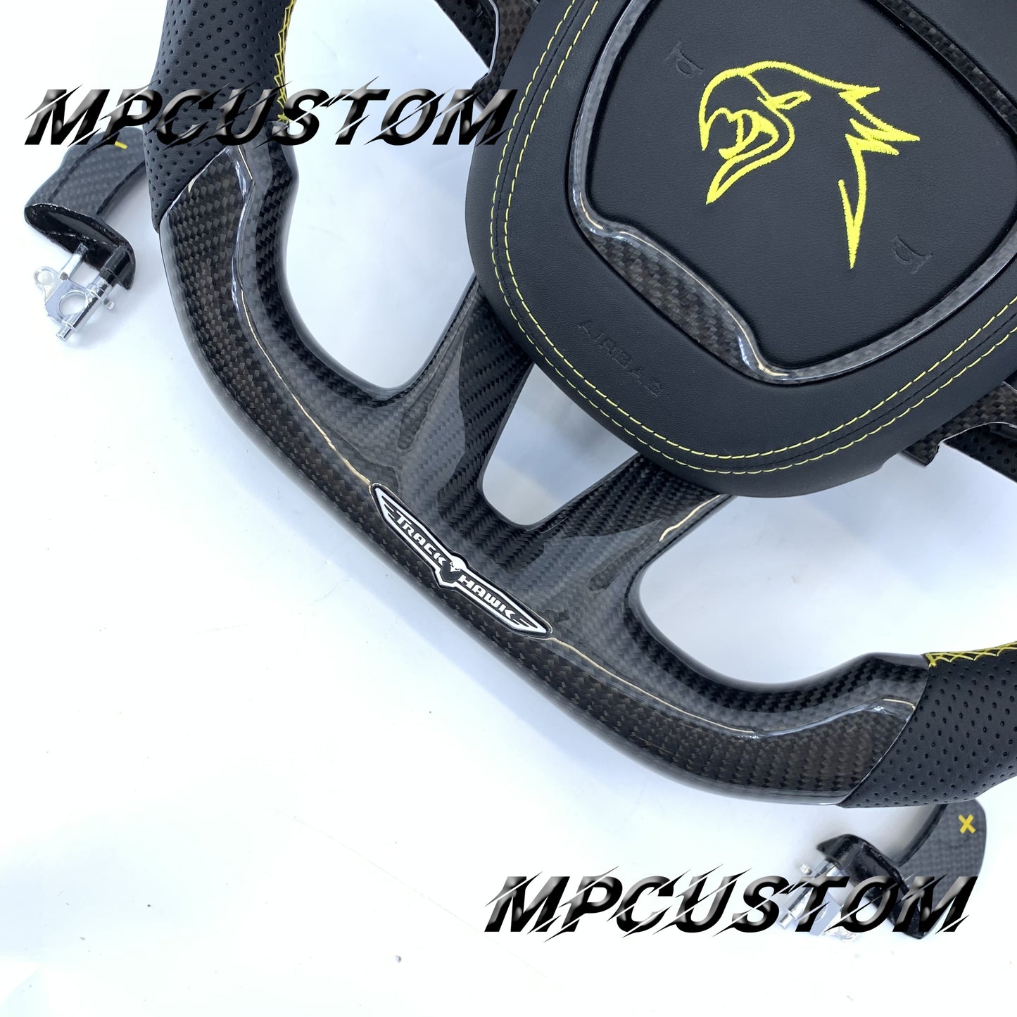 Mpcustom Dodge Challenger 2015-2021 carbon fiber steering wheel yellow stitching