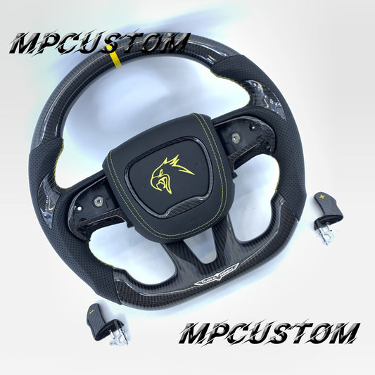 Mpcustom Dodge Challenger 2015-2021 carbon fiber steering wheel flat bottom