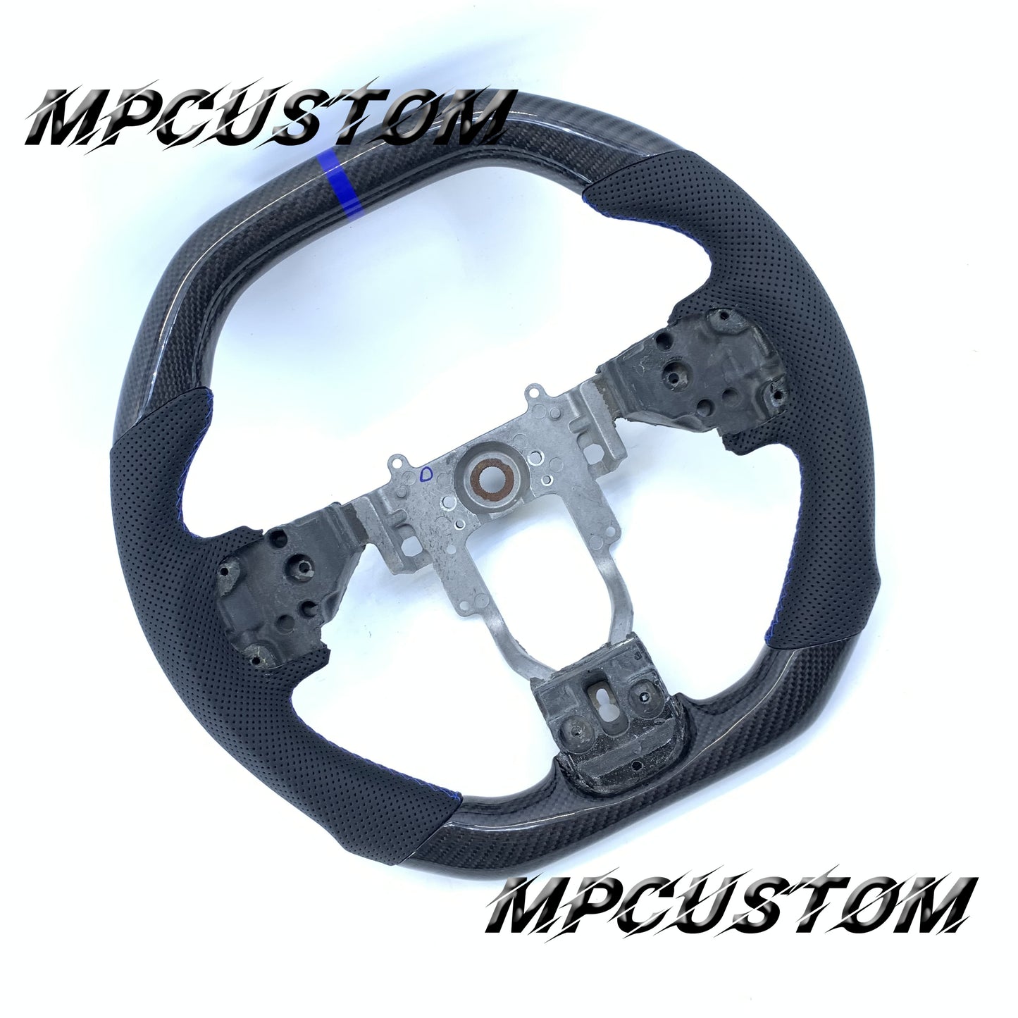Mpcustom for Mitsubishi Lancer Evolution Evo X 2008-2015 carbon fiber steering wheel blue stripe line