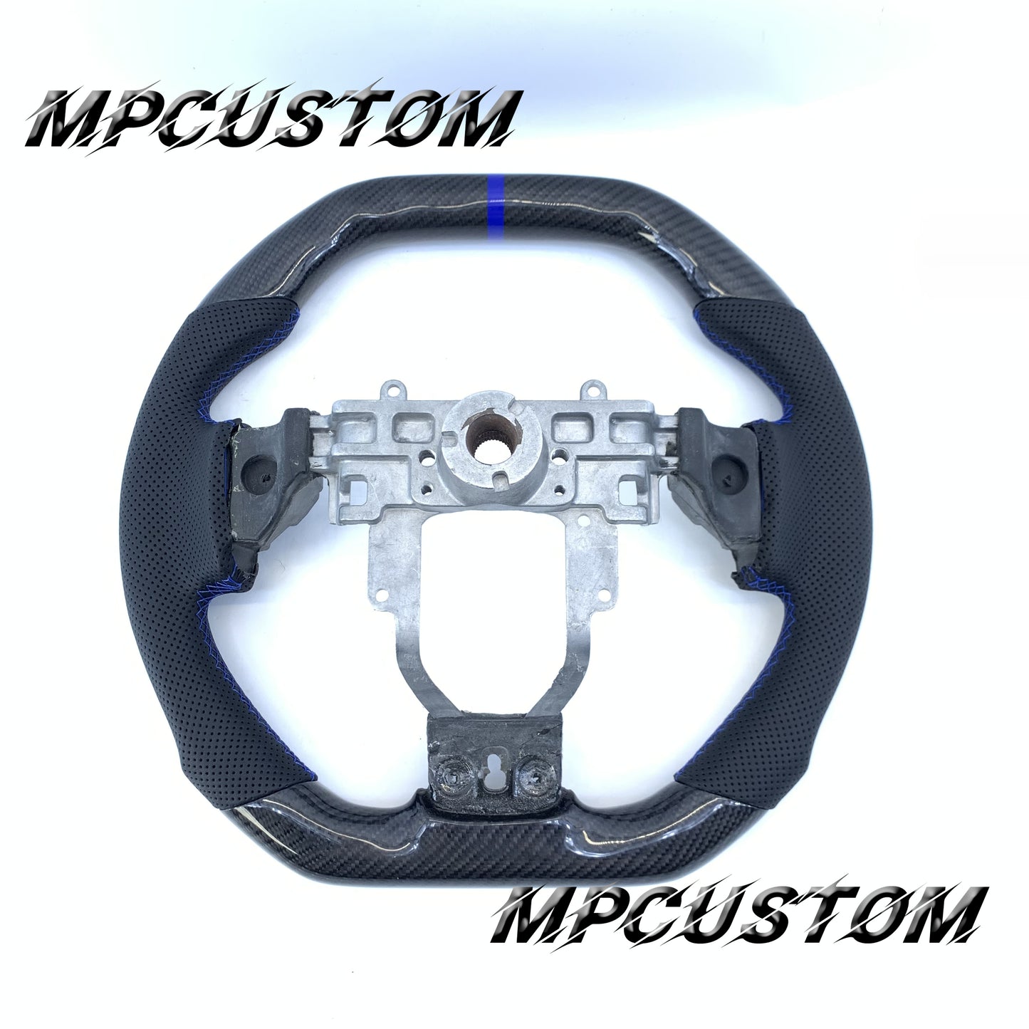 Mpcustom for Mitsubishi Lancer Evolution Evo X 2008-2015 carbon fiber steering wheel blue stitching