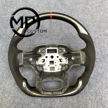 MPCUSTOM Fit For Ford mustang F150 2021 carbon fiber steering wheel black Alcantara red line