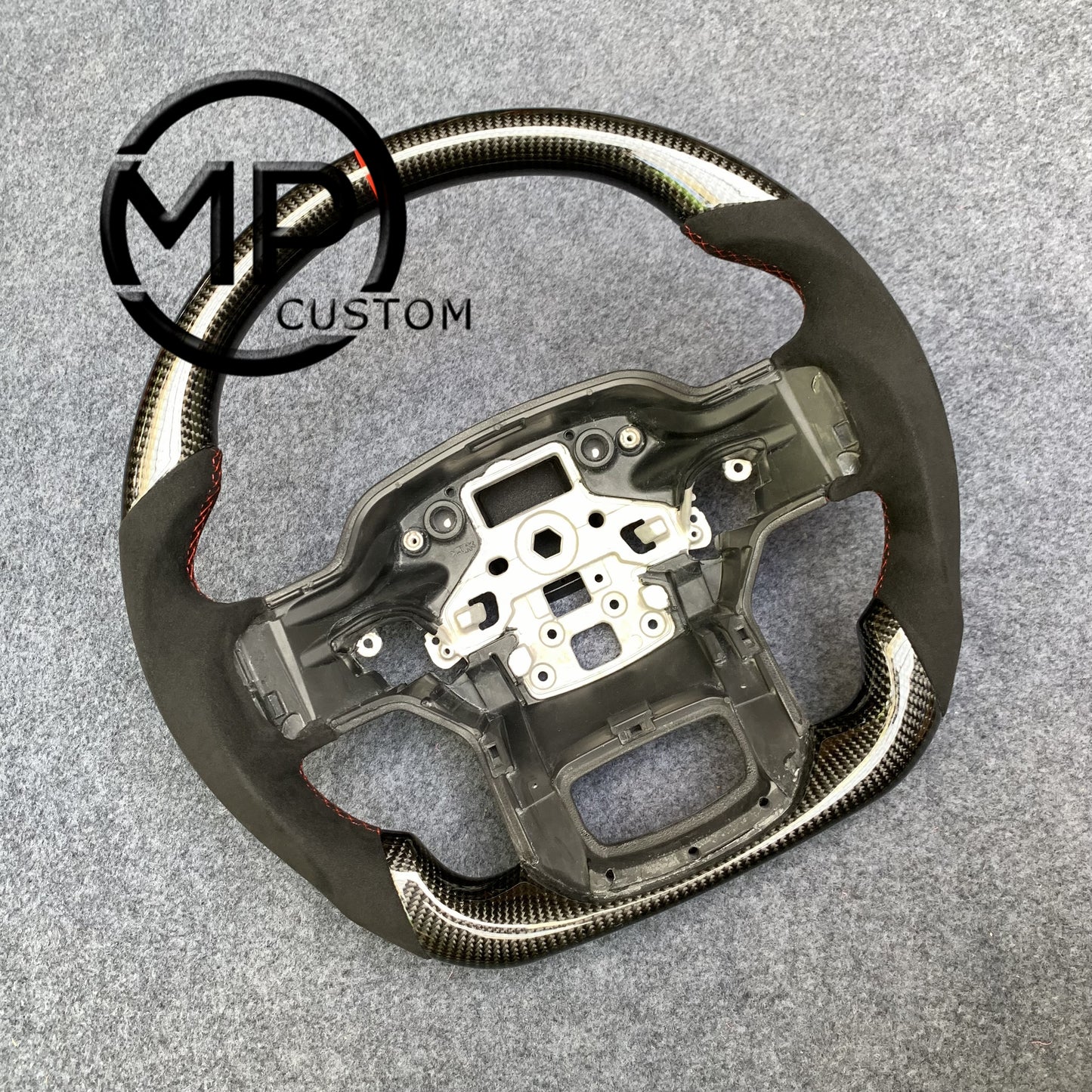 MPCUSTOM Fit For Ford mustang F150 2021 carbon fiber steering wheel black Alcantara red line