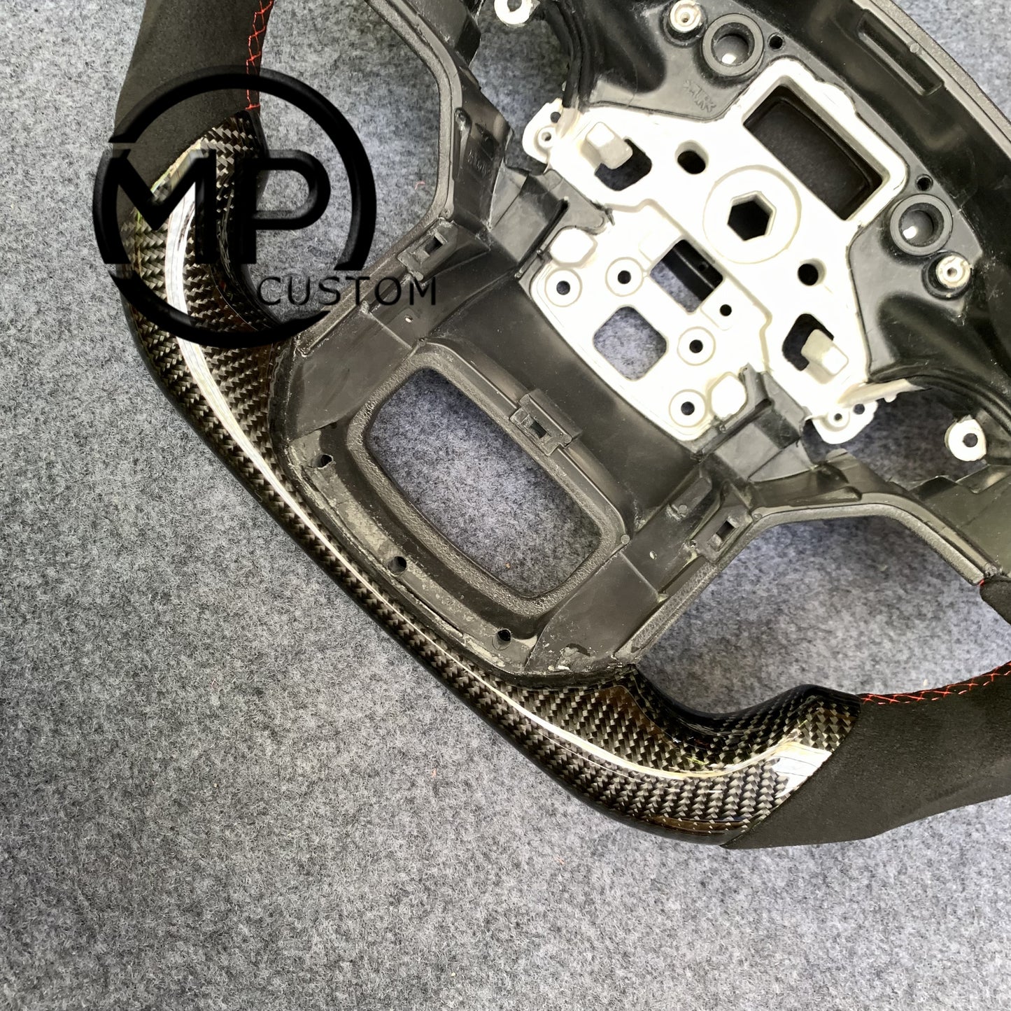 MPCUSTOM Fit For Ford mustang F150 2021 carbon fiber steering wheel black Alcantara red line