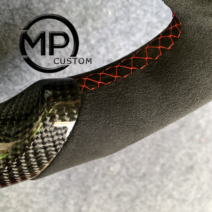 MPCUSTOM Fit For Ford mustang F150 2021 carbon fiber steering wheel black Alcantara red line