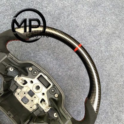 MPCUSTOM Fit For Ford mustang F150 2021 carbon fiber steering wheel black Alcantara red line