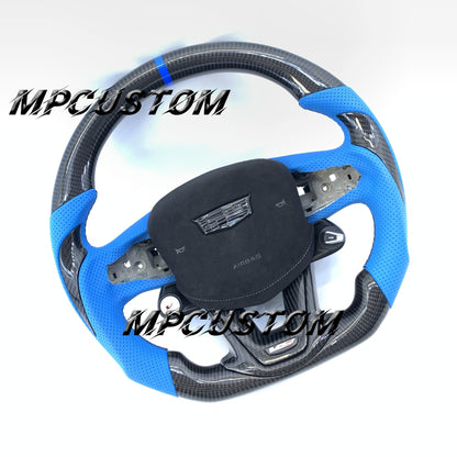 Mpcustom for Cadillac CT5 2023 carbon fiber steering wheel perforated leather