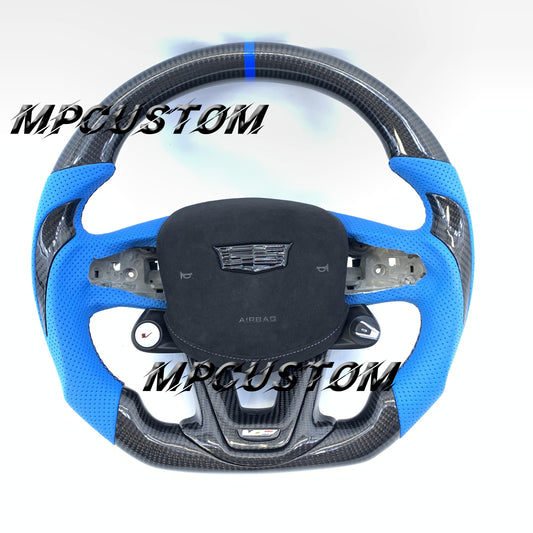 Mpcustom for Cadillac CT5 2023 carbon fiber steering wheel perforated leather