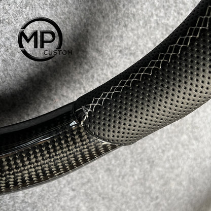 MPCUSTOM Fit For Maserati levante 2017-2024/Quattroporte 2014~2023/Ghibli 2014~2023 carbon fiber steering wheel black perforated leather Italian tricolor center line