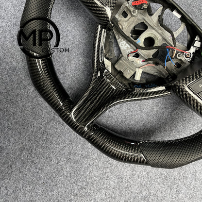 MPCUSTOM Fit For Maserati levante 2017-2024/Quattroporte 2014~2023/Ghibli 2014~2023 carbon fiber steering wheel black perforated leather Italian tricolor center line