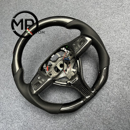 MPCUSTOM Fit For Maserati levante 2017-2024/Quattroporte 2014~2023/Ghibli 2014~2023 carbon fiber steering wheel black perforated leather Italian tricolor center line