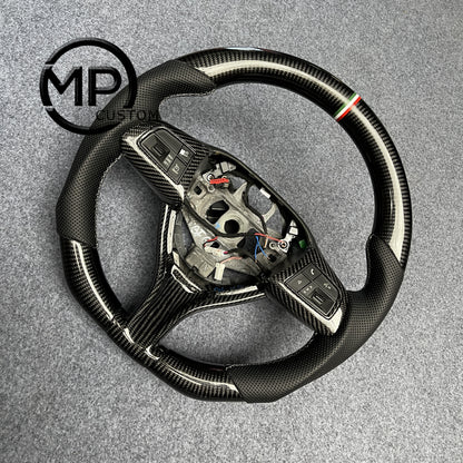 MPCUSTOM Fit For Maserati levante 2017-2024/Quattroporte 2014~2023/Ghibli 2014~2023 carbon fiber steering wheel black perforated leather Italian tricolor center line