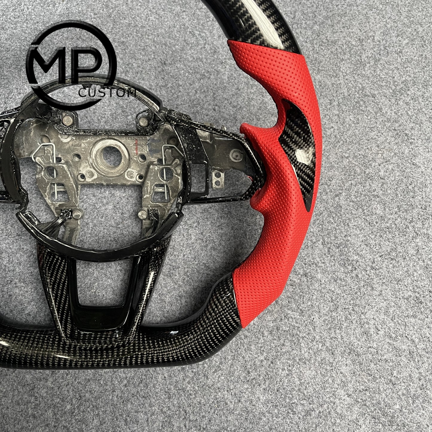 MPCUSTOM Fit For Acura TLX TYPE S 2021-2022 carbon fiber steering wheel red perforated leather red center line thumb grips