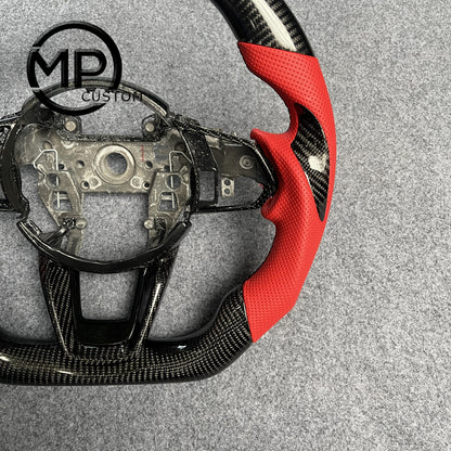 MPCUSTOM Fit For Acura TLX TYPE S 2021-2022 carbon fiber steering wheel red perforated leather red center line thumb grips