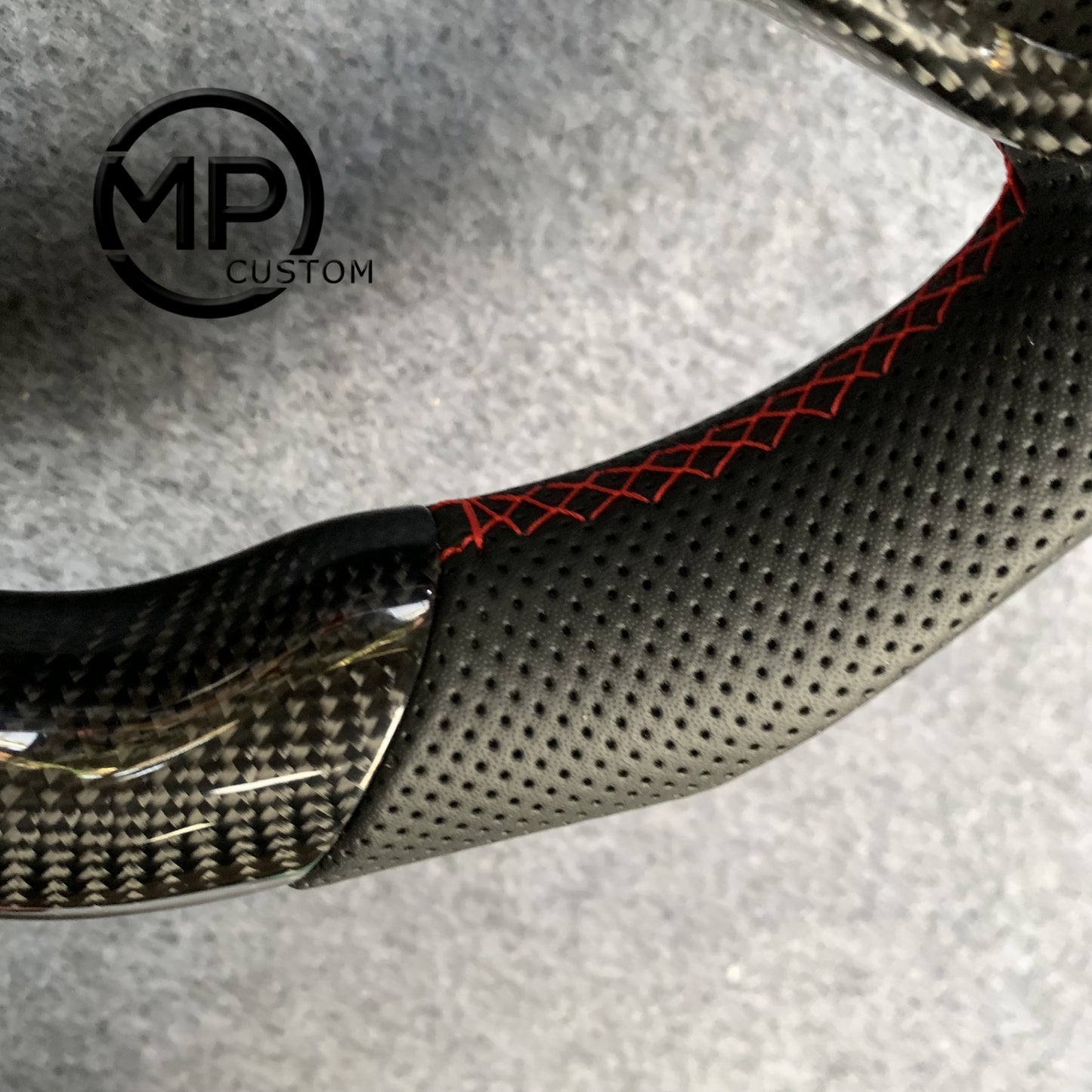MPCUSTOM Fit For Volkswagen Golf 7 GTI Golf R MK7 VW Polo GTI Scirocco 2015 2016 carbon fiber steering wheel black perforated leather red center line