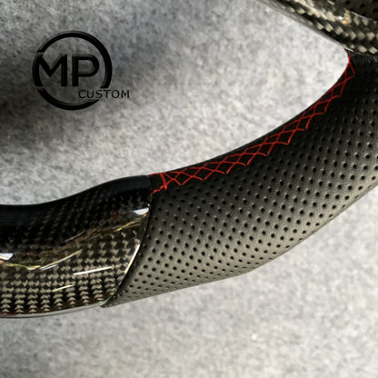 MPCUSTOM Fit For Volkswagen Golf 7 GTI Golf R MK7 VW Polo GTI Scirocco 2015 2016 carbon fiber steering wheel black perforated leather red center line