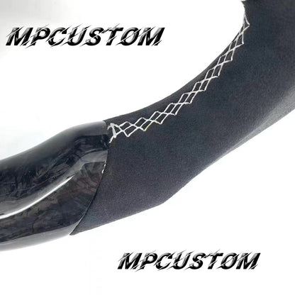 Mpcustom for Volvo S40 2008 carbon fiber steering wheel white stitching and gloss