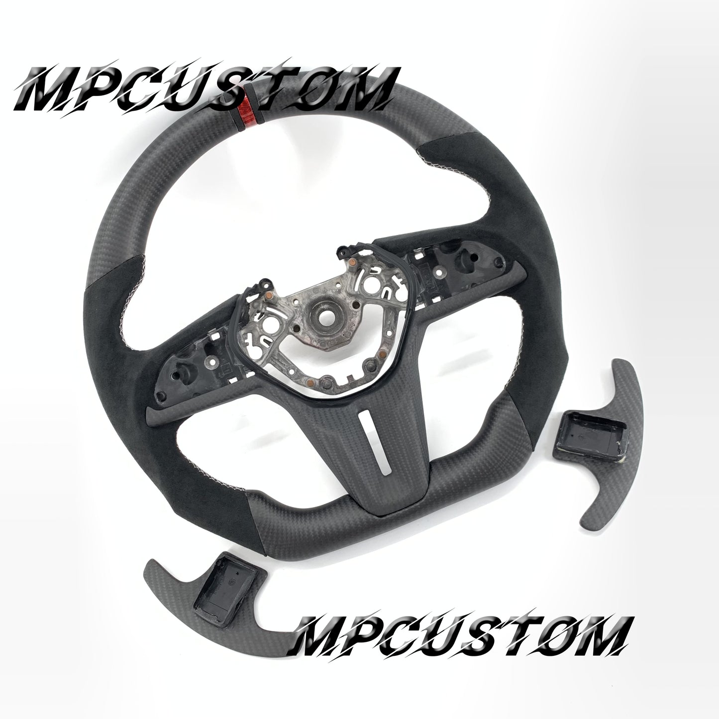 Mpcustom for Nissan GTR R35 2017+ carbon fiber steering wheel matte and white stitching