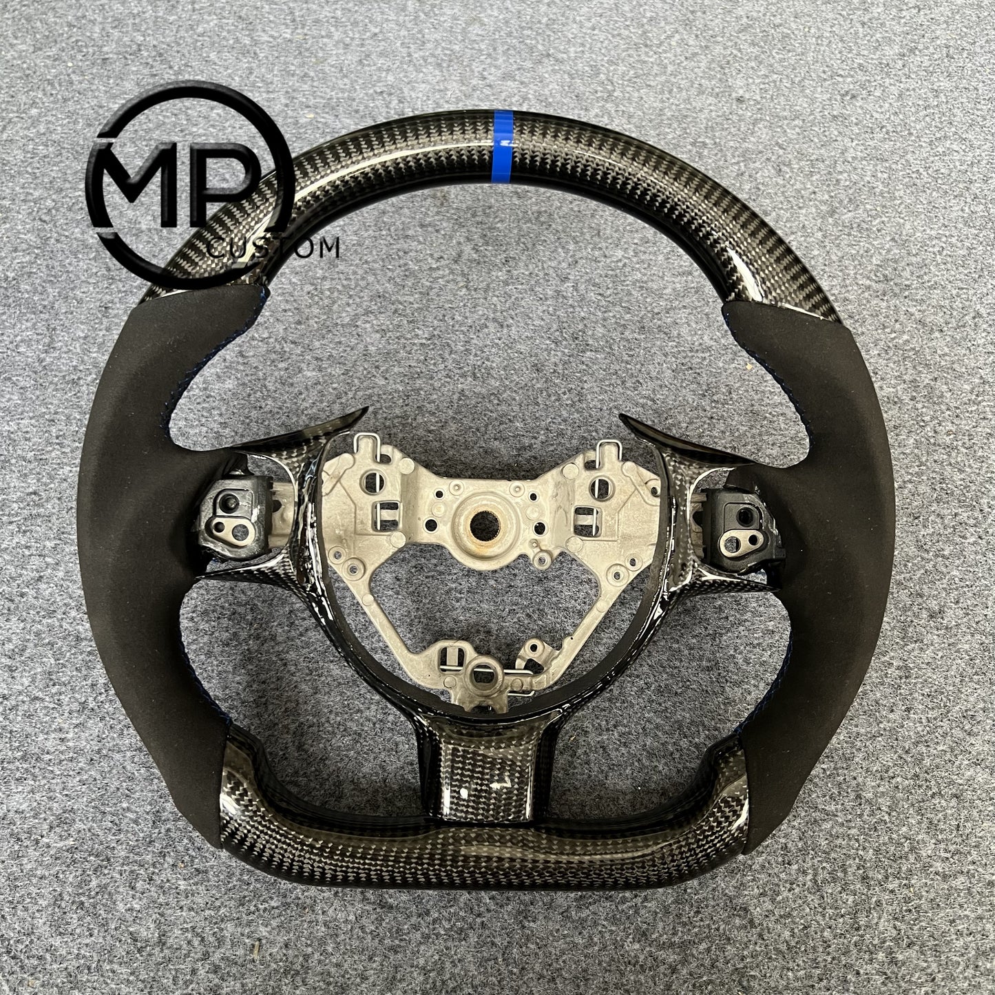 MPCUSTOM Fit For Toyota 86 2016-2019/Subaru BRZ 2016-2019 carbon fiber steering wheel black Alcantara blue center line