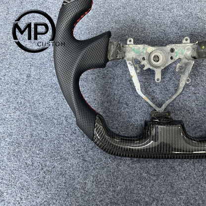 MPCUSTOM Fit For Subaru 2003-2007 WRX STI/2005-2007 Legacy carbon fiber steering wheel black perforated leather red center line
