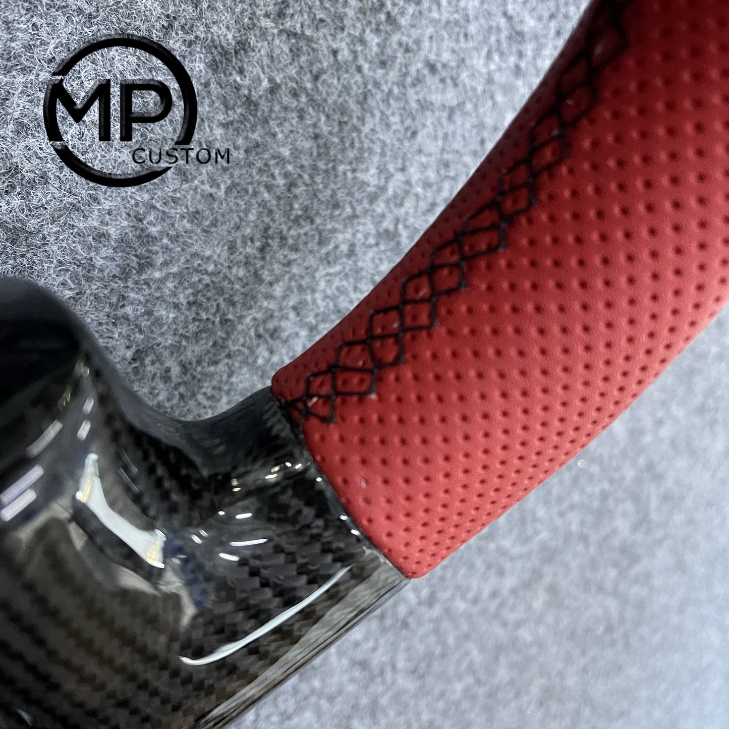 MPCUSTOM Fit For Acura TL 2004-2006 carbon fiber steering wheel red perforated leather red center line