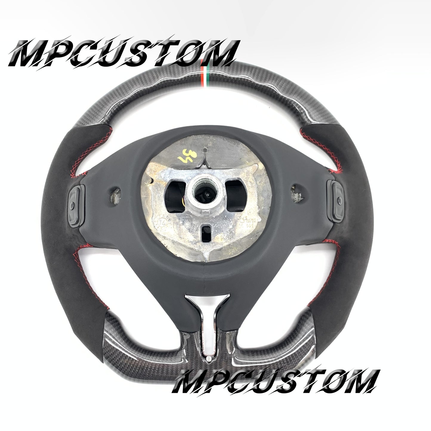 Mpcustom for Maserati Ghibli 2014-2019 carbon fiber steering wheel red stitching