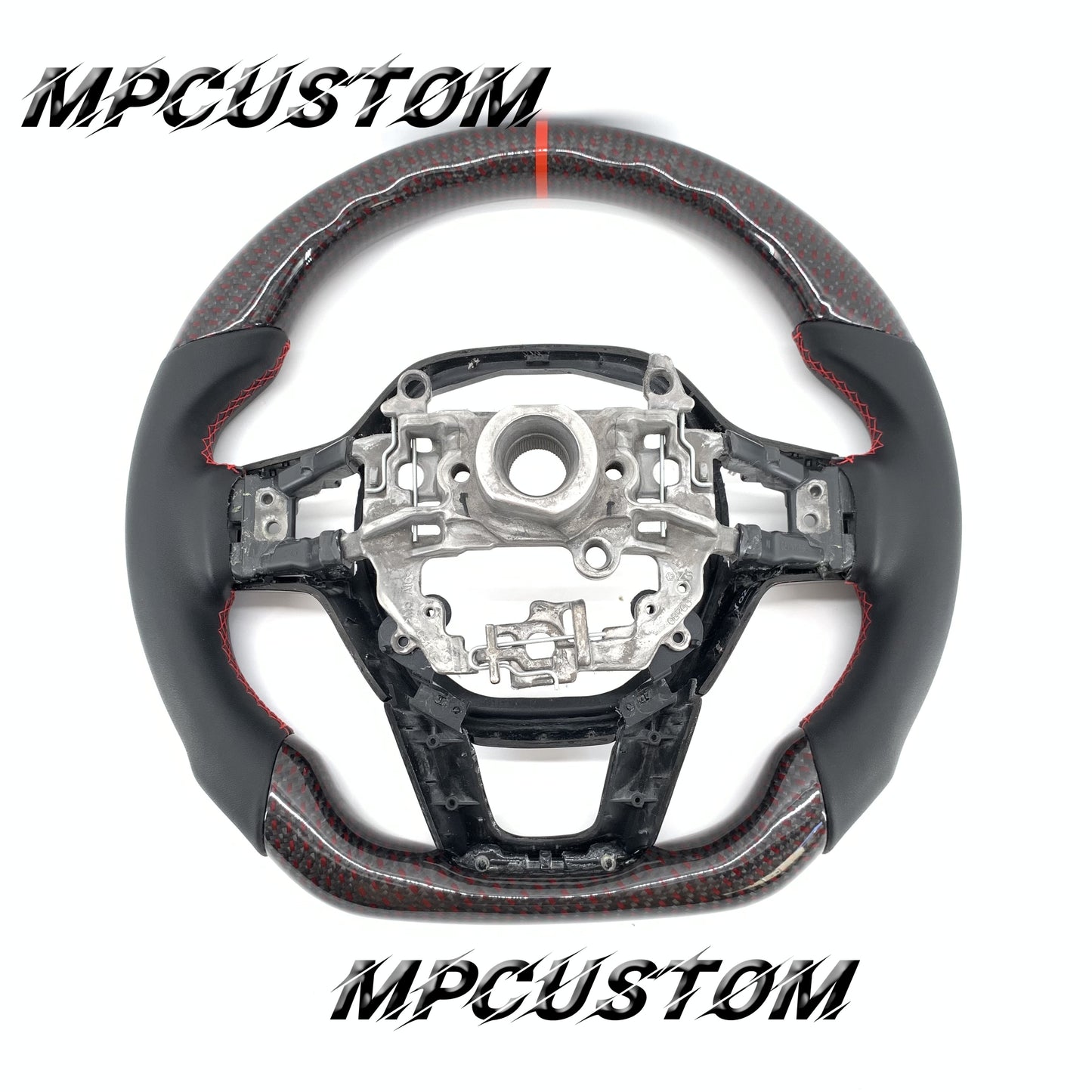 Mpcustom for Honda 11th gen Civic carbon fiber steering wheel red stripe line and smooth