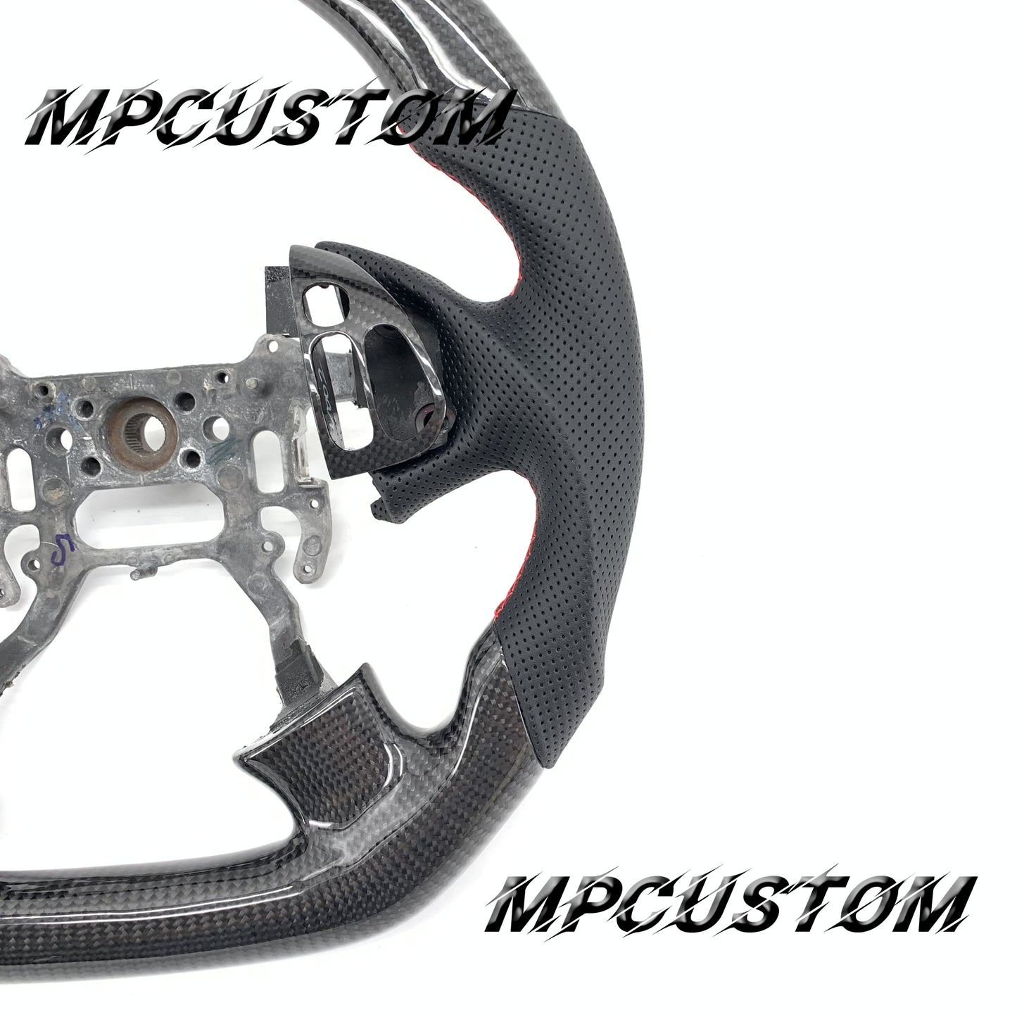 Mpcustom for Acura TL 2004-2006 carbon fiber steering wheel gloss balck carbon fiber and red stitching