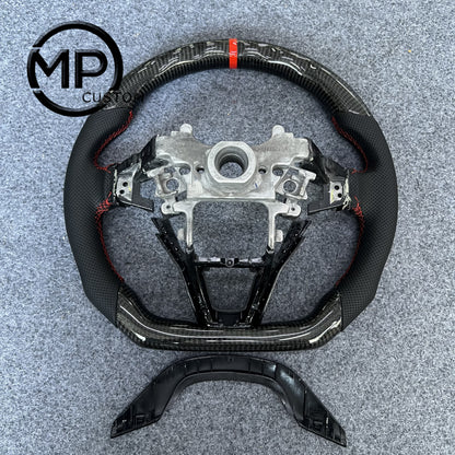 MPCUSTOM Fit For Honda 10th gen Accord/EXL EX LX 2018-2022/Insight 2019-2021 carbon fiber steering wheel black perforated leather red center line