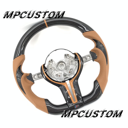 Mpcustom for BMW 7 series F01/F02/F03 carbon fiber steering wheel brown stripe line