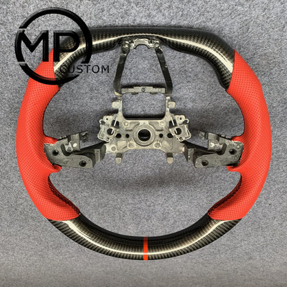 MPCUSTOM Fit For Honda 10th gen Accord/EXL EX LX 2018-2022/Insight 2019-2021 carbon fiber steering wheel red perforated leather red center line