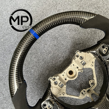 MPCUSTOM Fit For Toyota 86 2016-2019/Subaru BRZ 2016-2019 carbon fiber steering wheel black Alcantara blue center line